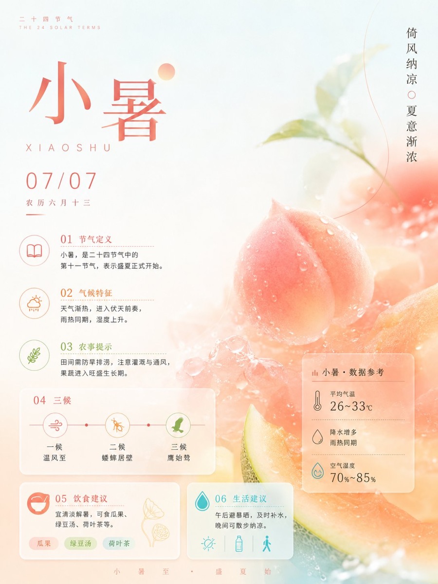 生成图：小暑节气现代信息视觉海报 3