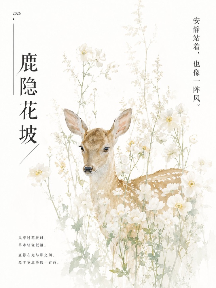 生成图：草木生灵自然水彩留白海报 2