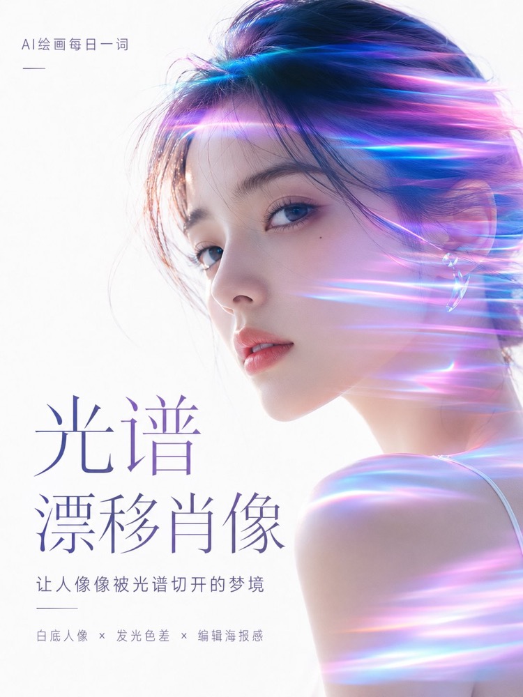 生成图：光谱漂移美妆人像海报提示词 03