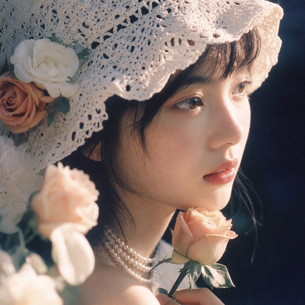 生成图：复古梦幻花卉少女肖像摄影 1