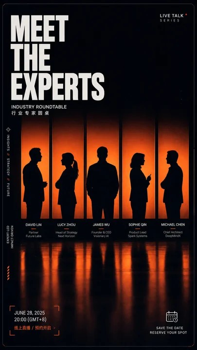 生成图：暗场窗光多人活动海报 ALT 提示词 02