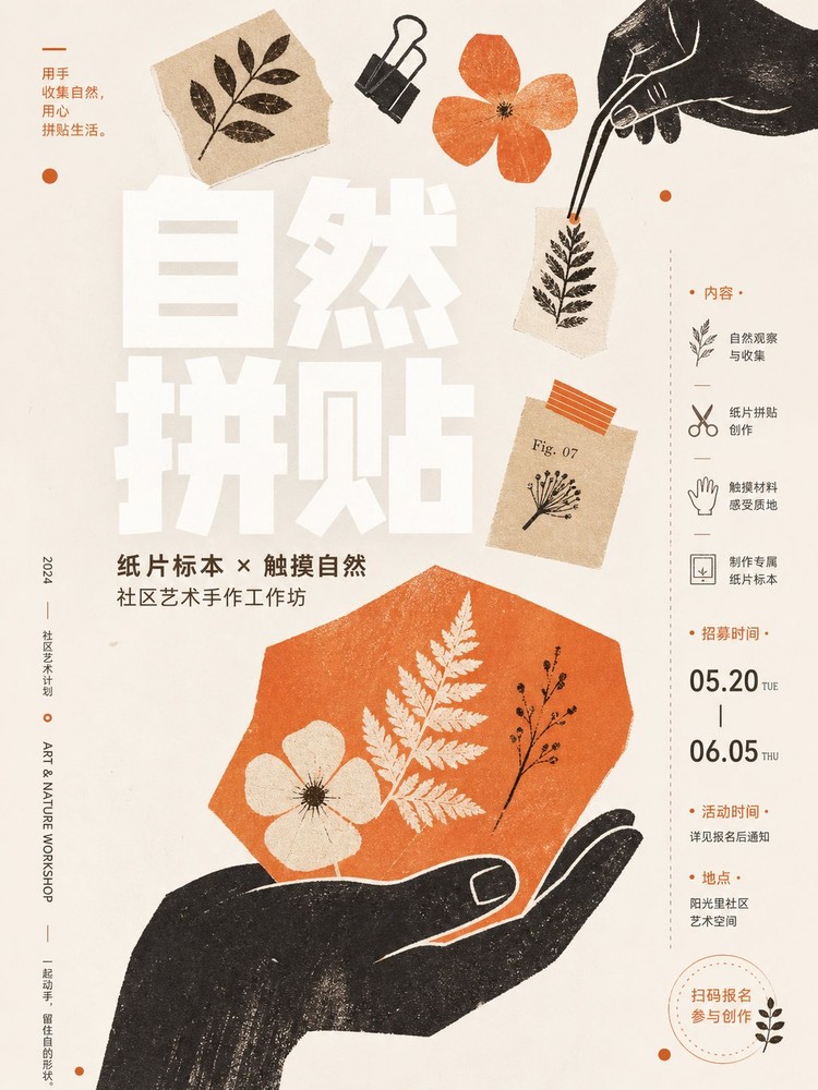 生成图：手作剪影拼贴展览视觉 ALT 提示词 02